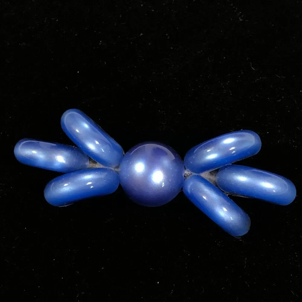Blue Moonglow Lucite Puffy Bow Flower Brooch Vintage Retro Modernist